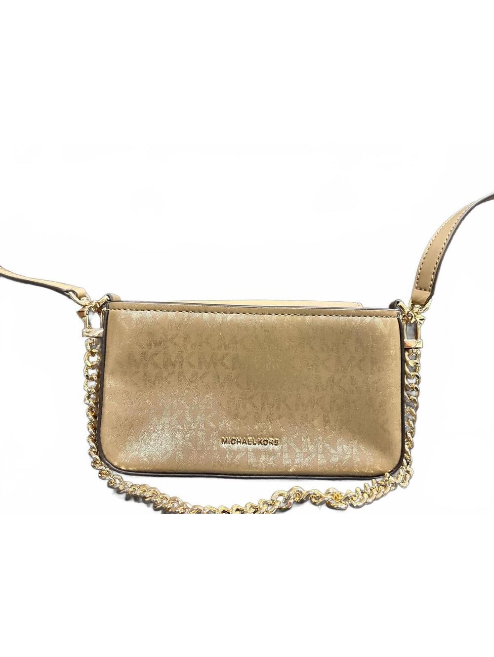 Michael Kors Signature Logo Chain Shoulder Bag in Beige